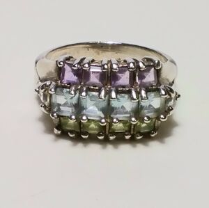 925 Silver Multi Stone Chateau D'Argent Ring Sz 8-1/2